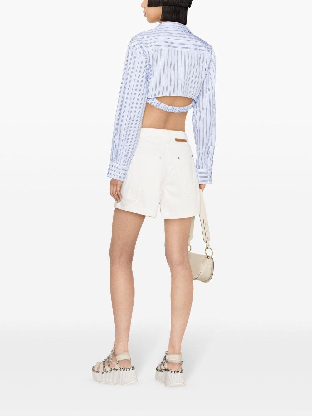 Shop Stella Mccartney Two-tone Denim Shorts In Neutrals