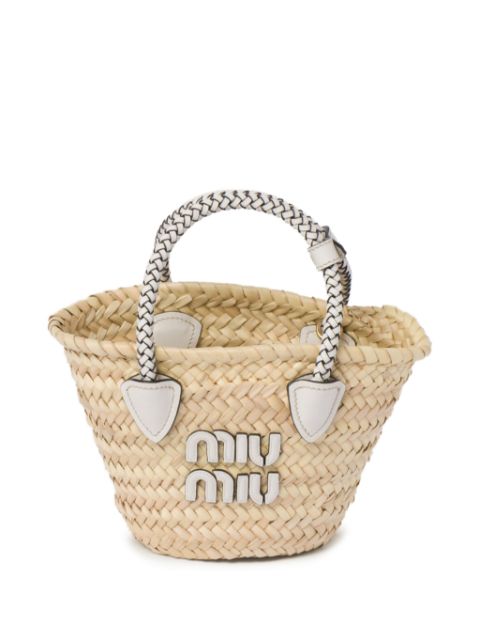 Miu Miu woven raffia basket tote bag WOMEN