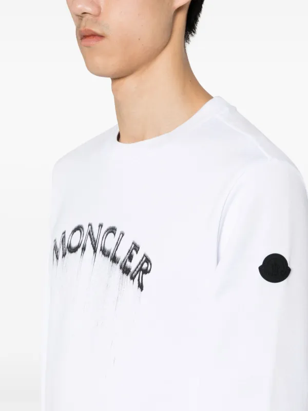 Moncler logo-print Cotton Sweatshirt | White | FARFETCH