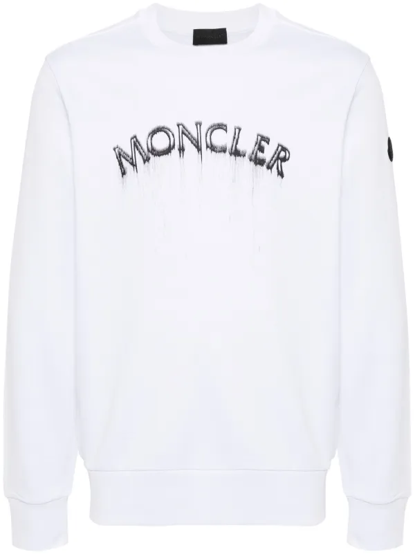 Moncler logo print Cotton Sweatshirt White FARFETCH HK