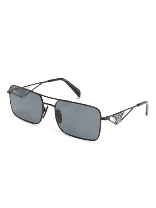 Prada Eyewear triangle-logo rectangle-frame Sunglasses | Black