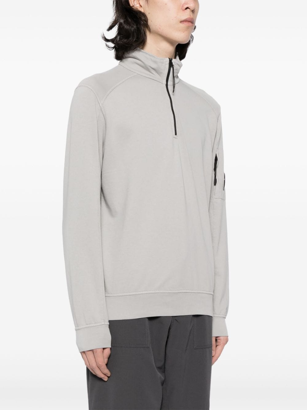Shop C.p. Company Lens-embellished Cotton Sweatshirt In Grey