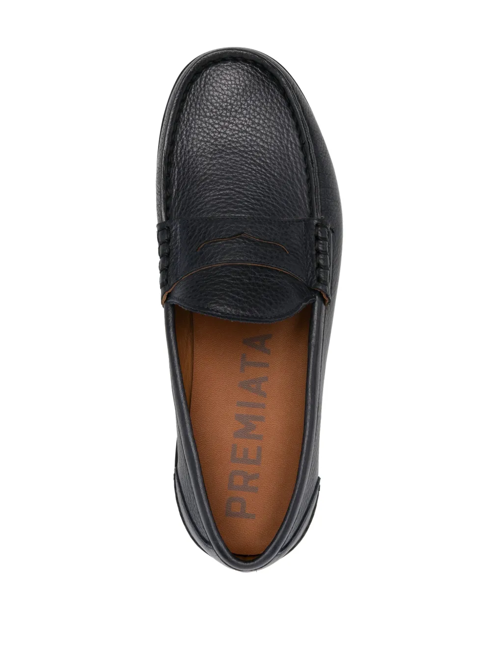 Premiata Round Toe Loafers Textured Finish In Blue