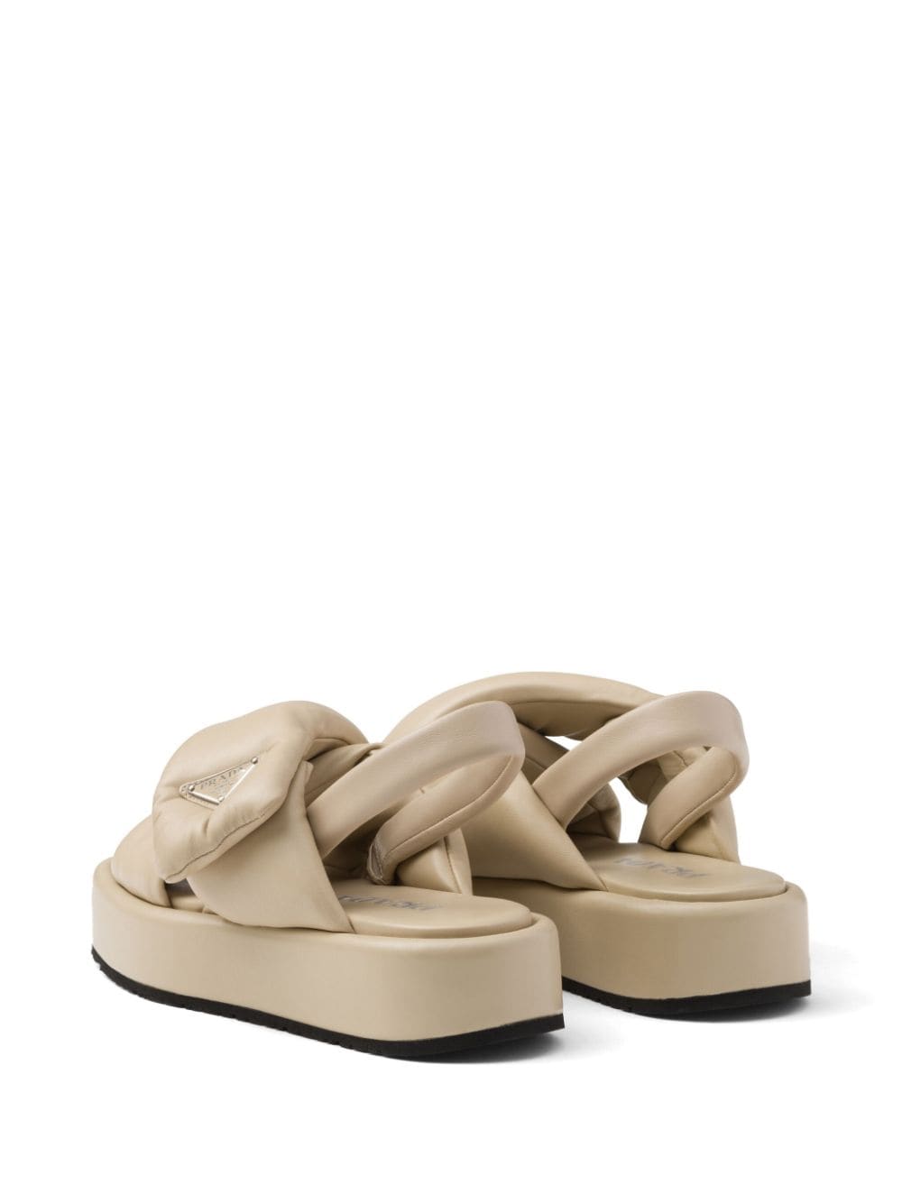 Shop Prada Triangle-logo Padded Sandals In Neutrals