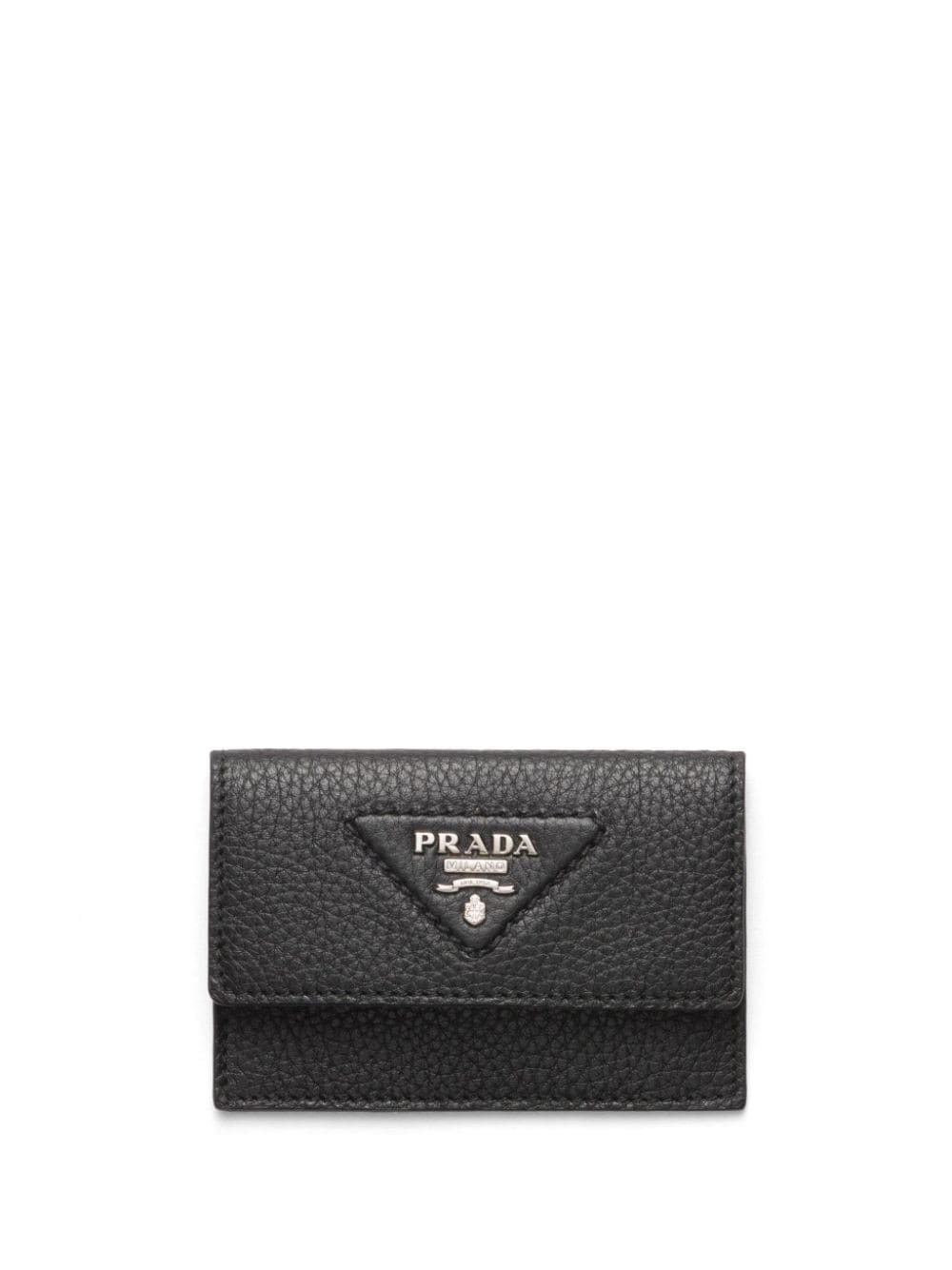 Prada Triangle-logo Leather Cardholder In Black