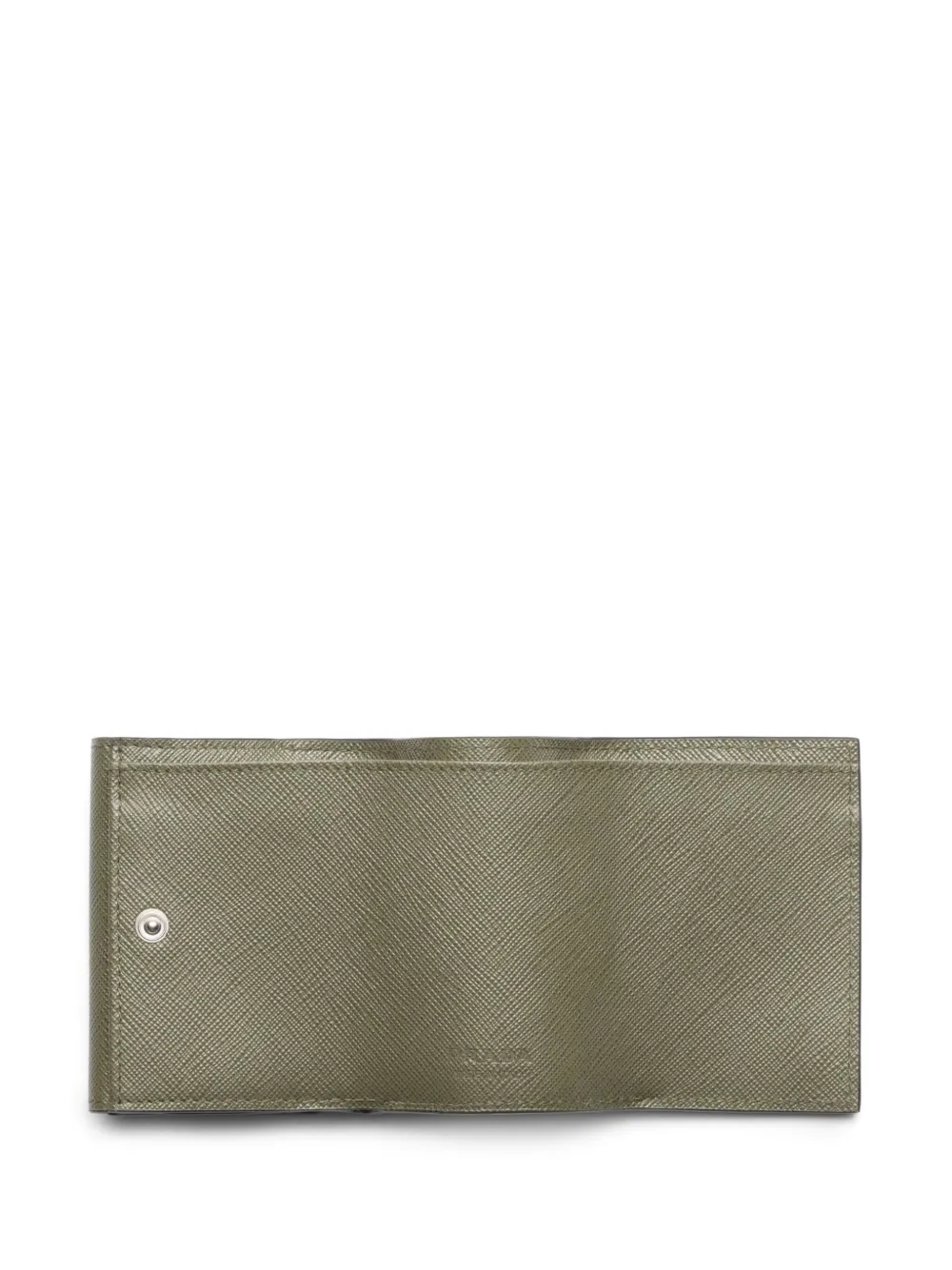 Prada Logo-plaque Saffiano Leather Wallet In Green