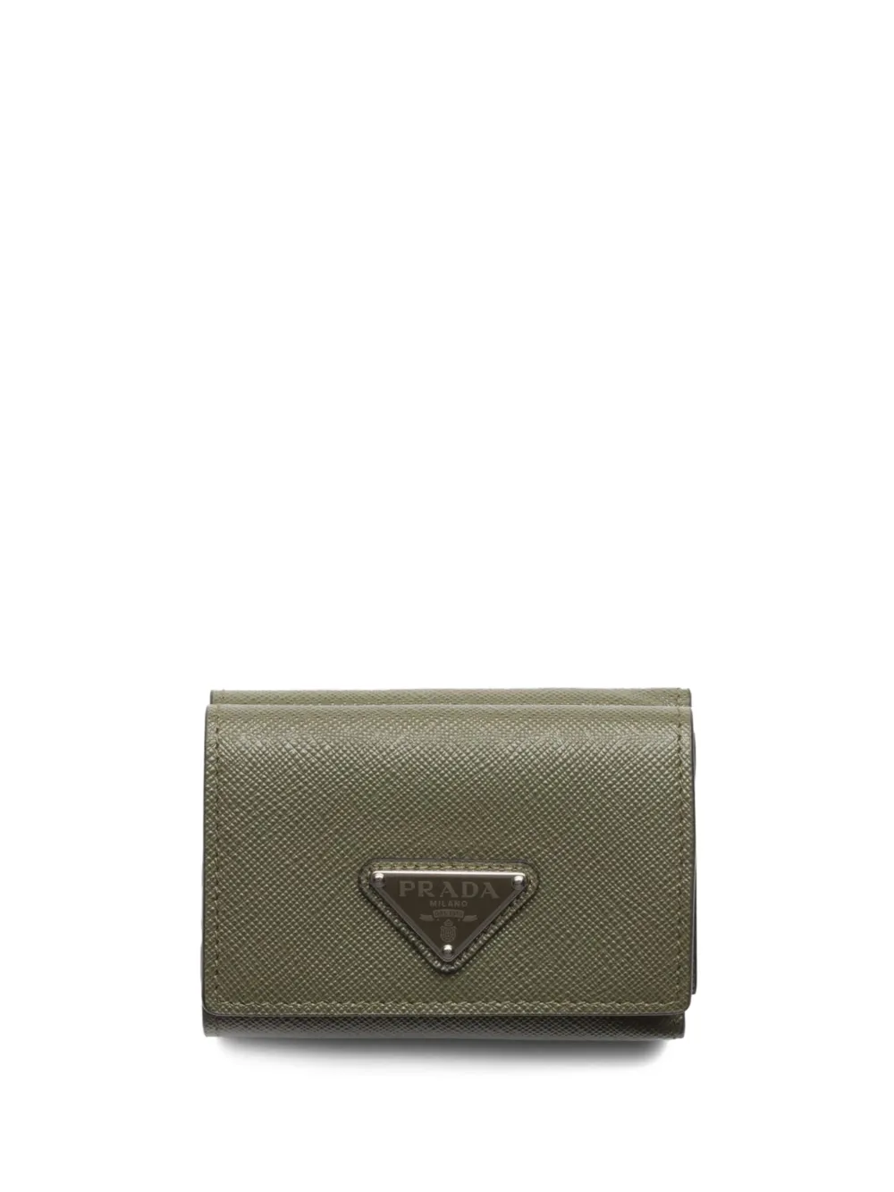 Prada Logo-plaque Saffiano Leather Wallet In Green