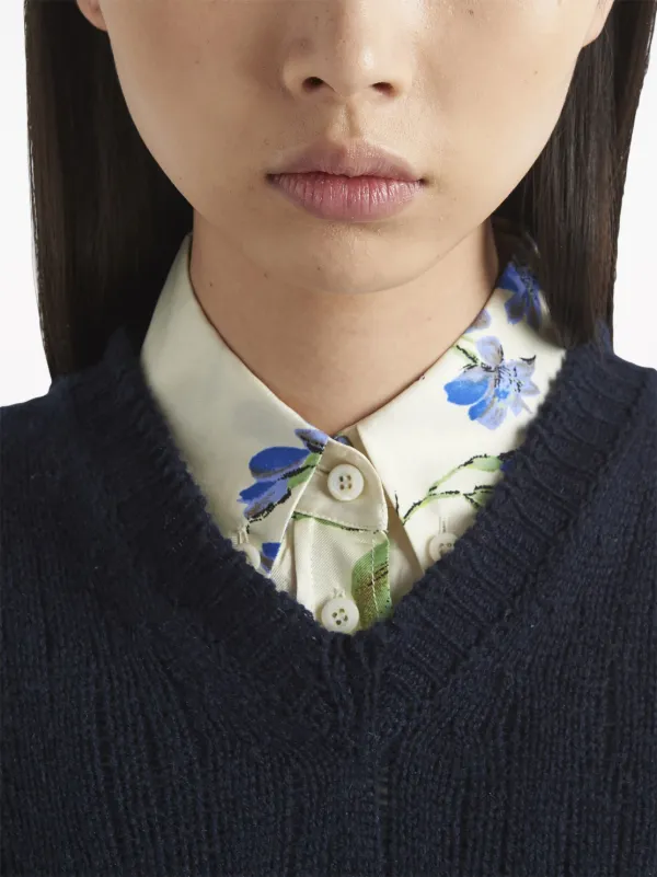 Prada floral-print Silk Shirt | Neutrals | FARFETCH UK
