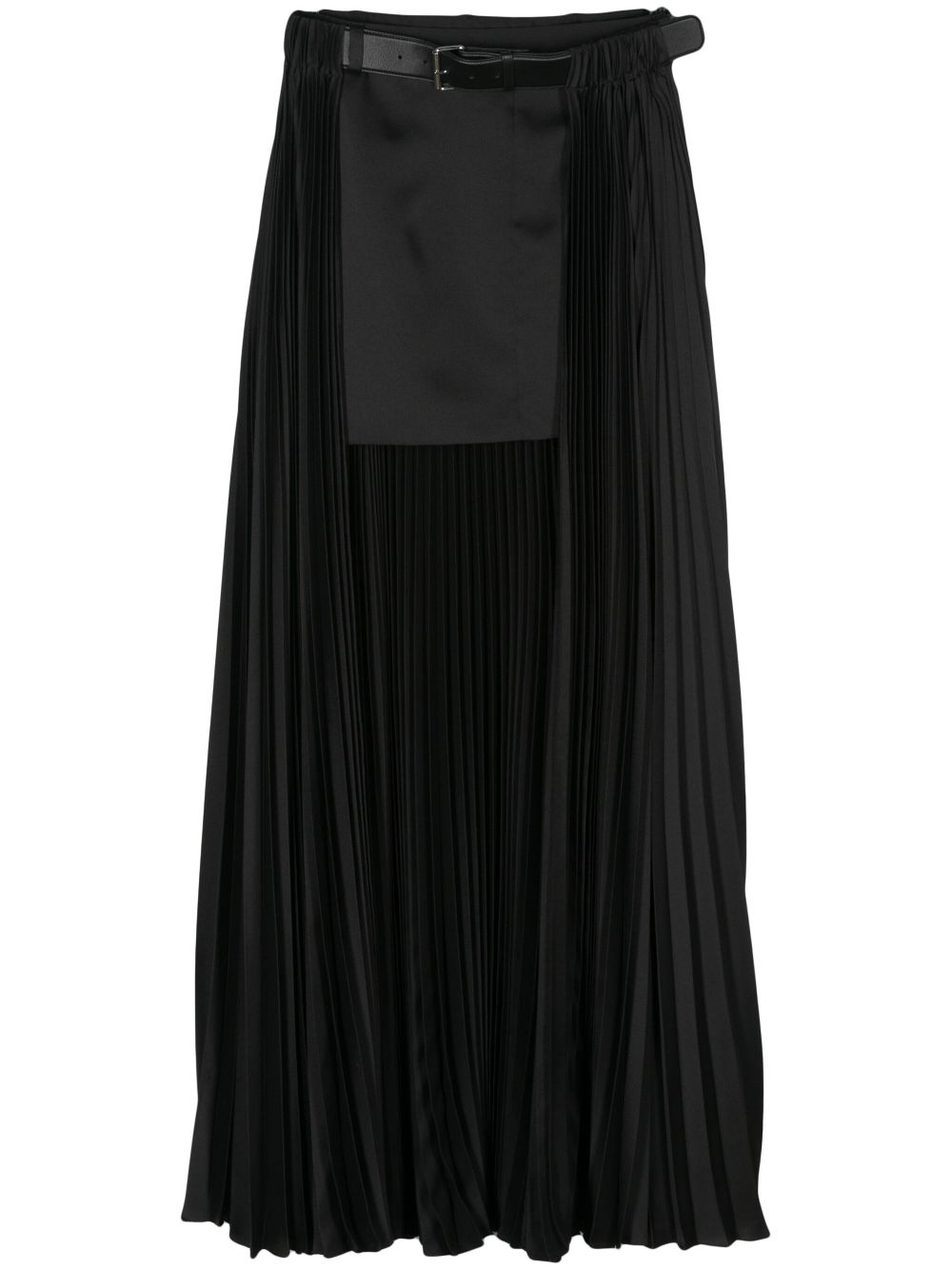 Peter Do pleated-overlayer belted skirt - Black