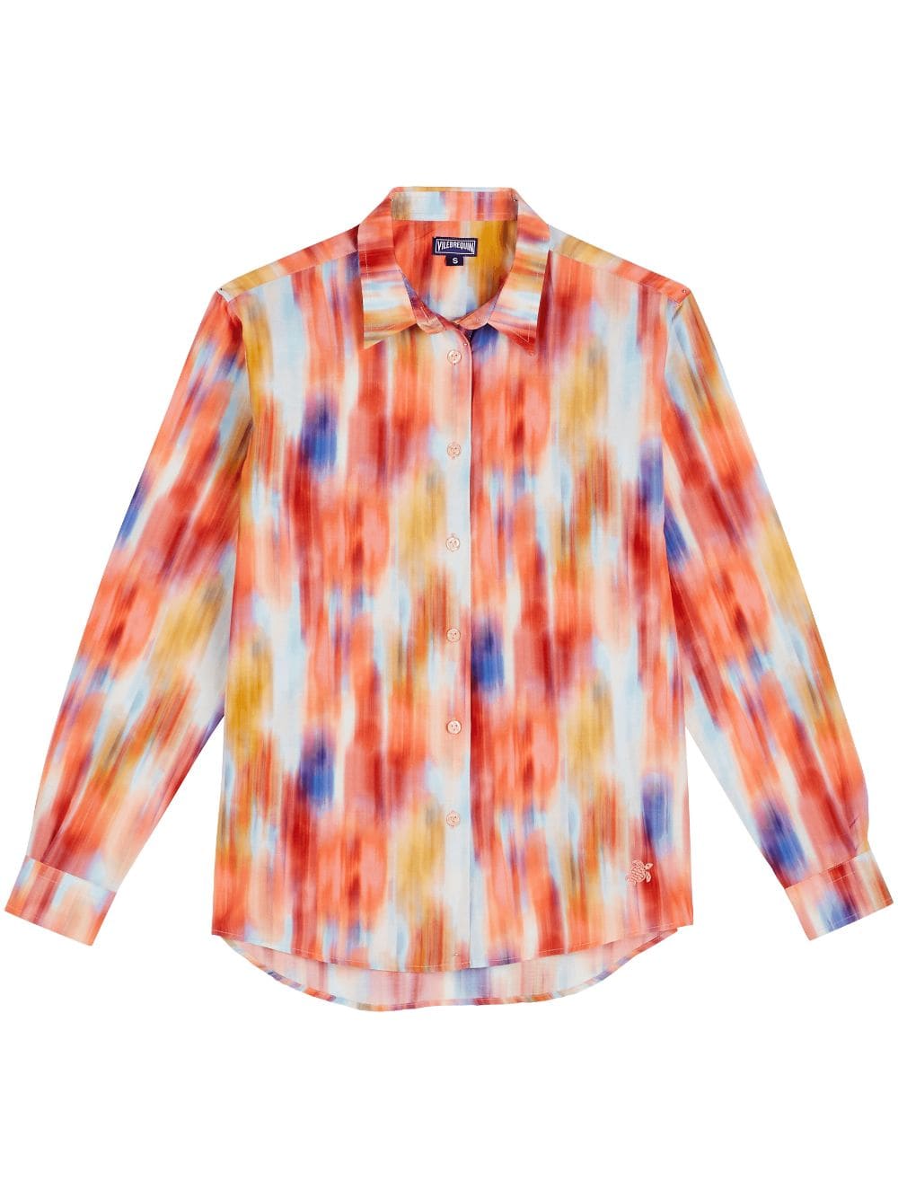 Vilebrequin Ikat-print Cotton-silk Shirt In Orange