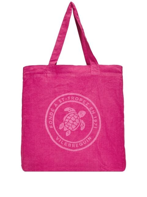 Vilebrequin logo-print linen beach bag