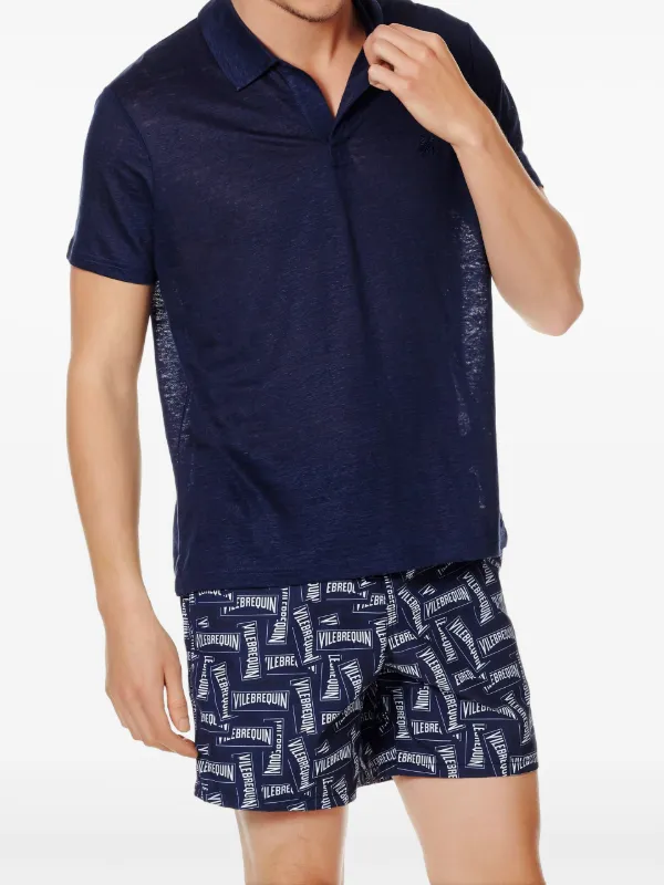 Vilebrequin Polo Di Lino Vilebrequin Polo Con Ricamo Blu