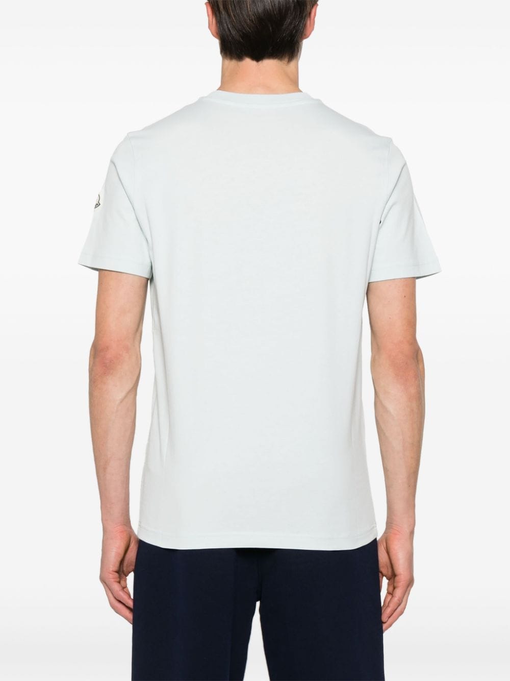 Shop Moncler Logo-flocked Cotton T-shirt In Blue