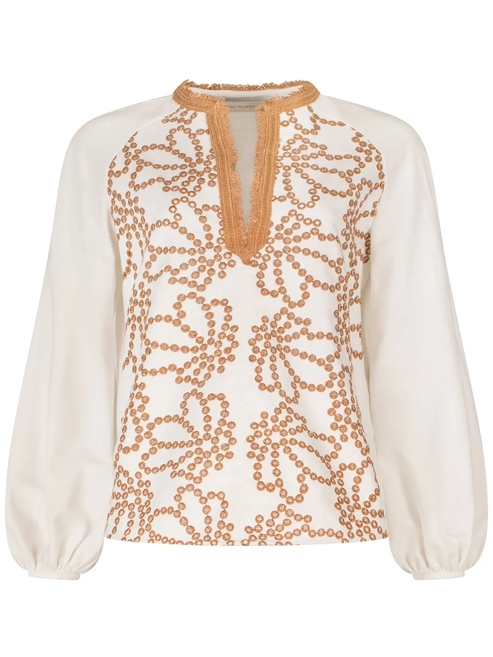 Shop Silvia Tcherassi Molveno Fringed Blouse In White