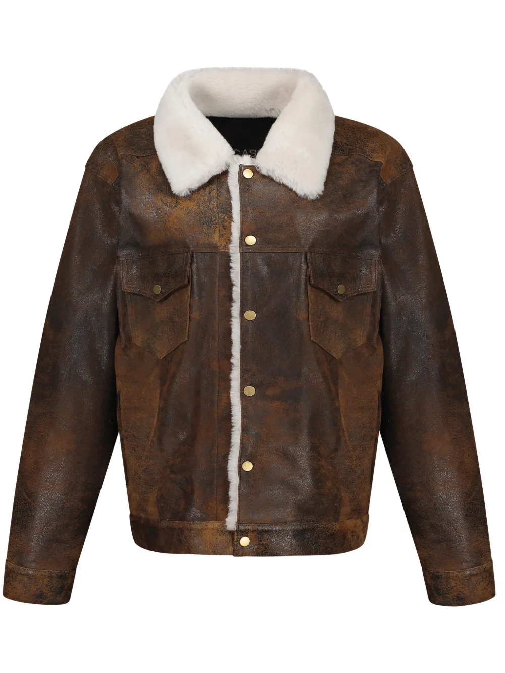 DANCASSAB Giulia shearling-trim leather jacket