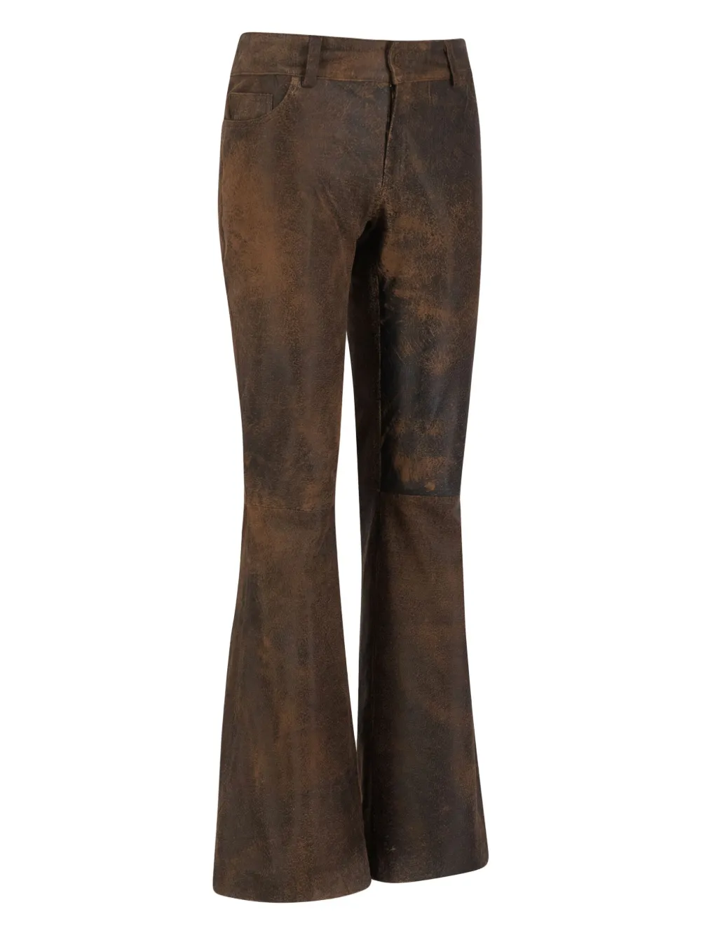 DANCASSAB Rina leren flared broek Bruin