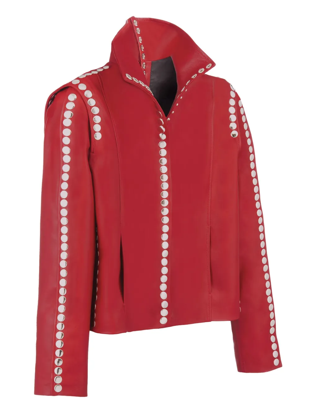 DANCASSAB Elvis leren jack met studs Rood