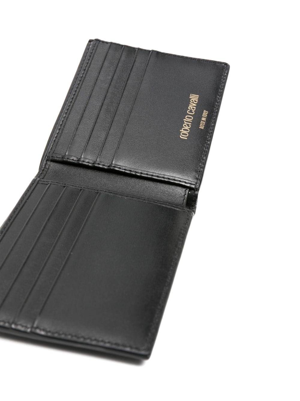 Shop Roberto Cavalli Rc-plaque Bi-fold Wallet In 黑色