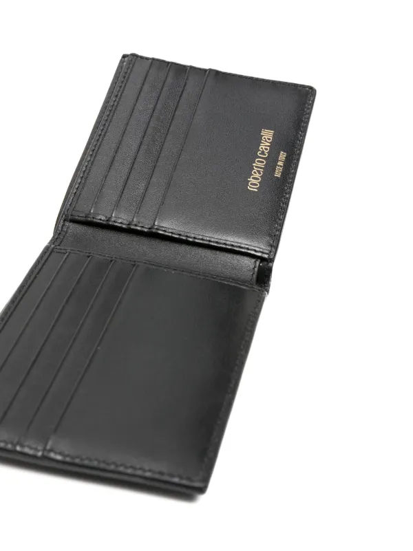 ◆CAVALLI CLASS ブランドロゴレザーウォレット Cavalli Class Women's Black and Logo print Cardholder – Blue