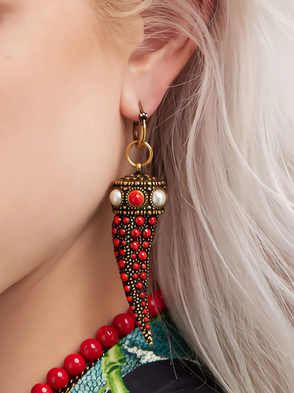 Roberto Cavalli cone-shape stone-embellished earrings - Goud