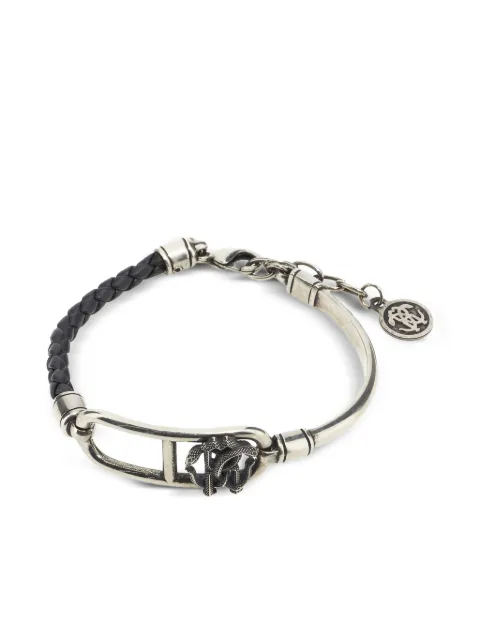 Roberto Cavalli leather-braided RC monogram-detail bracelet