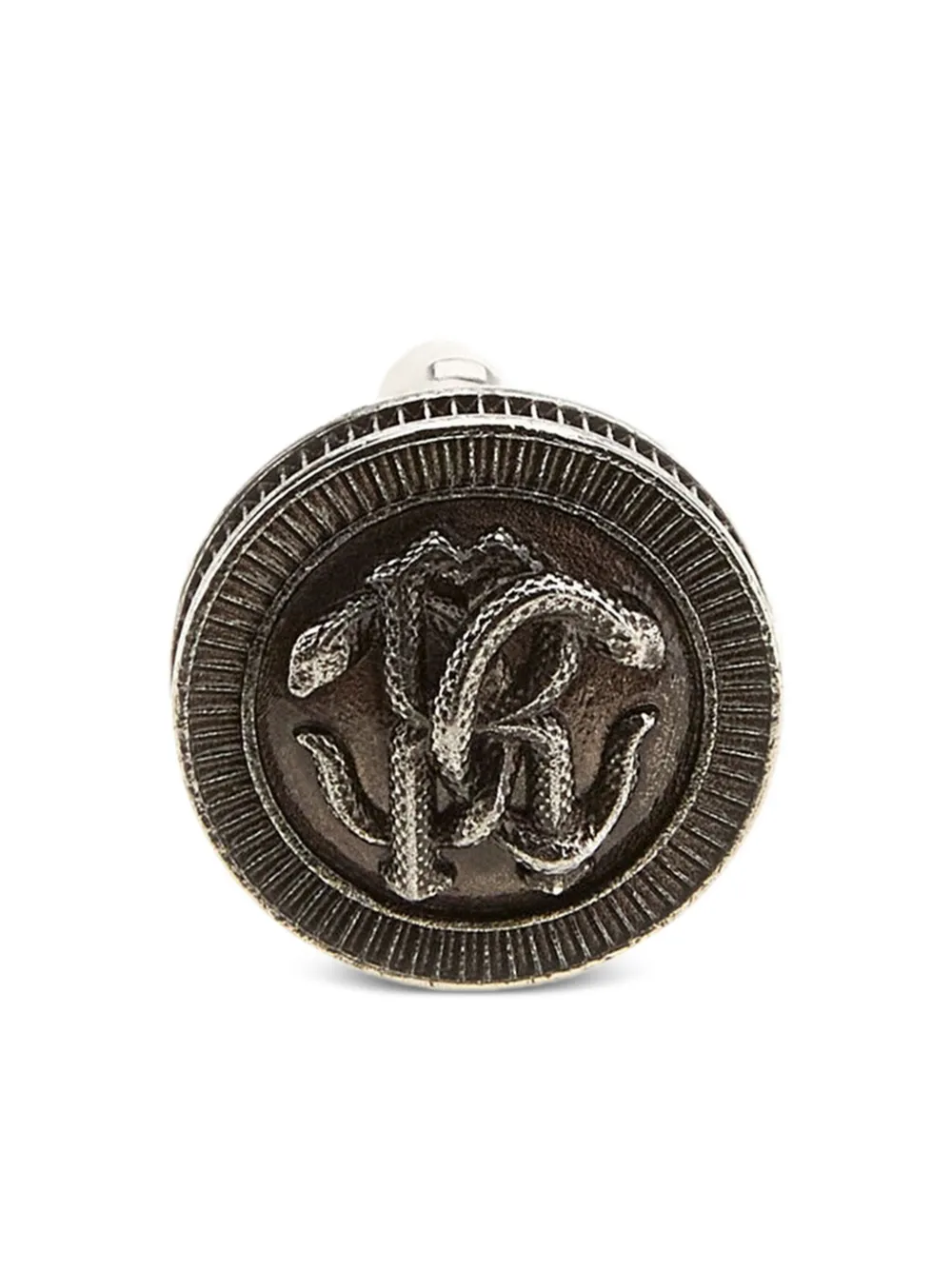 Roberto Cavalli Mirror Snake manchetknopen met reliëf - Zilver
