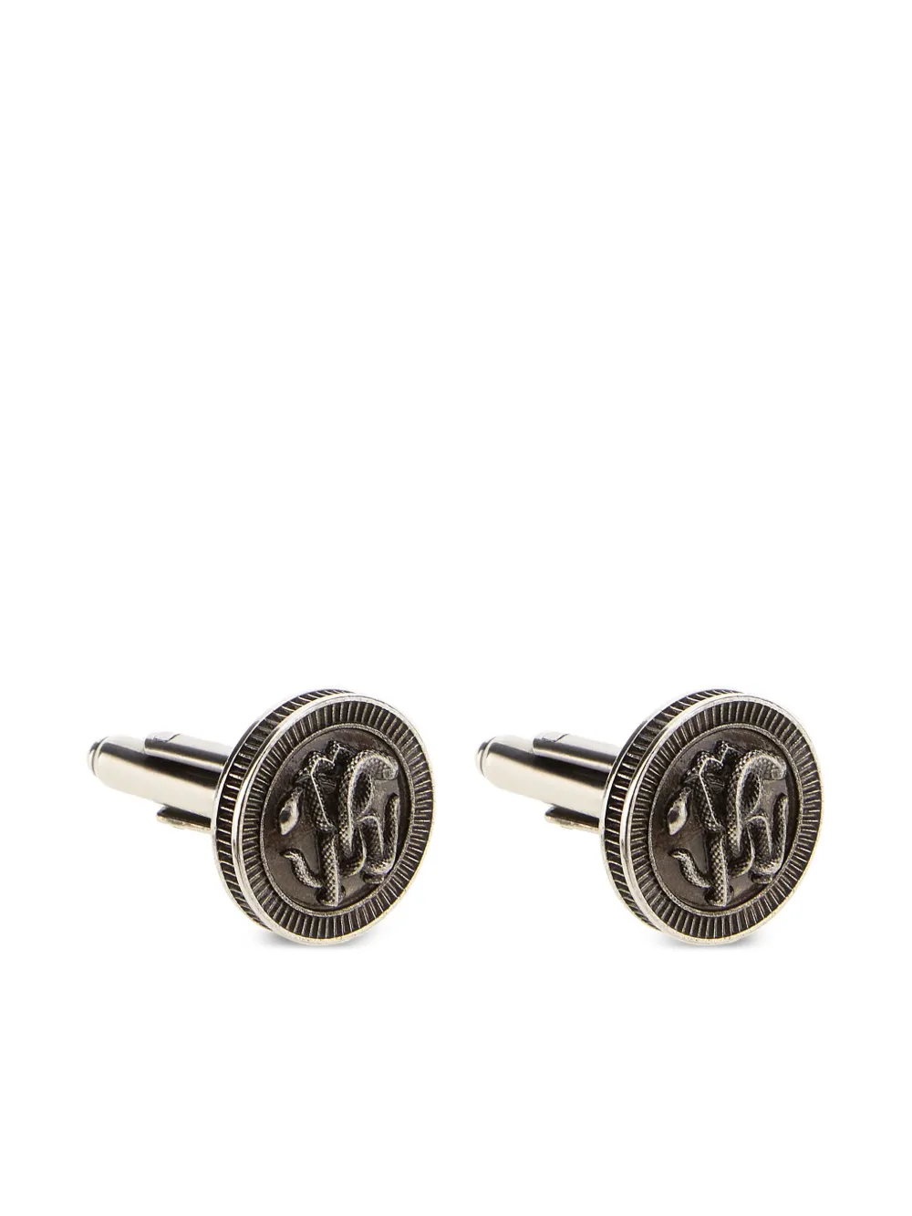 Roberto Cavalli Mirror Snake-embossed cufflinks | Silver | Image 1