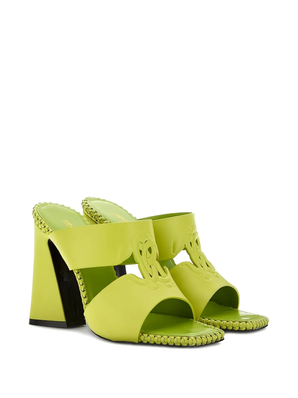 Roberto Cavalli braided-trim block-heel sandals Green