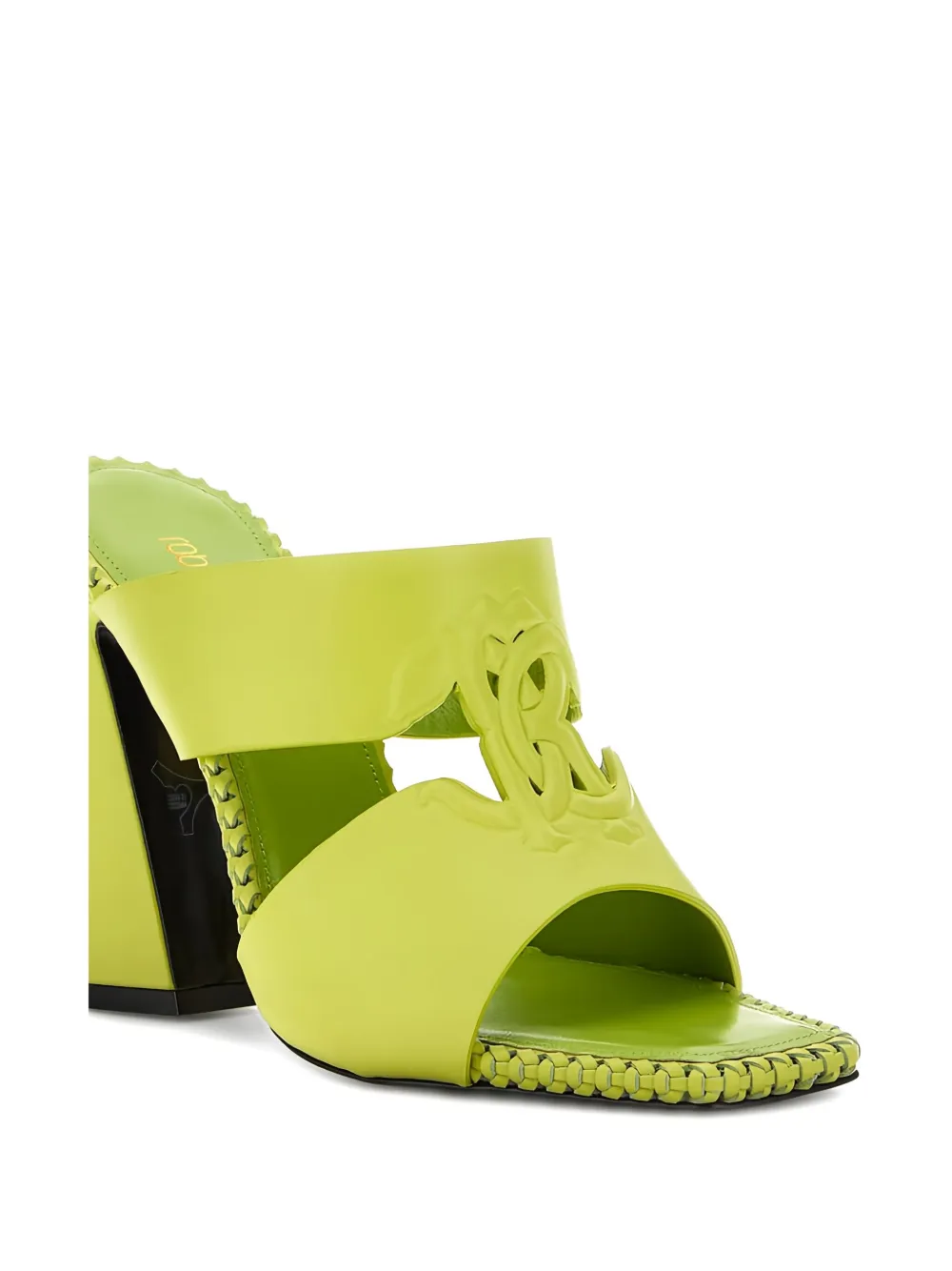 Roberto Cavalli braided-trim block-heel sandals Green