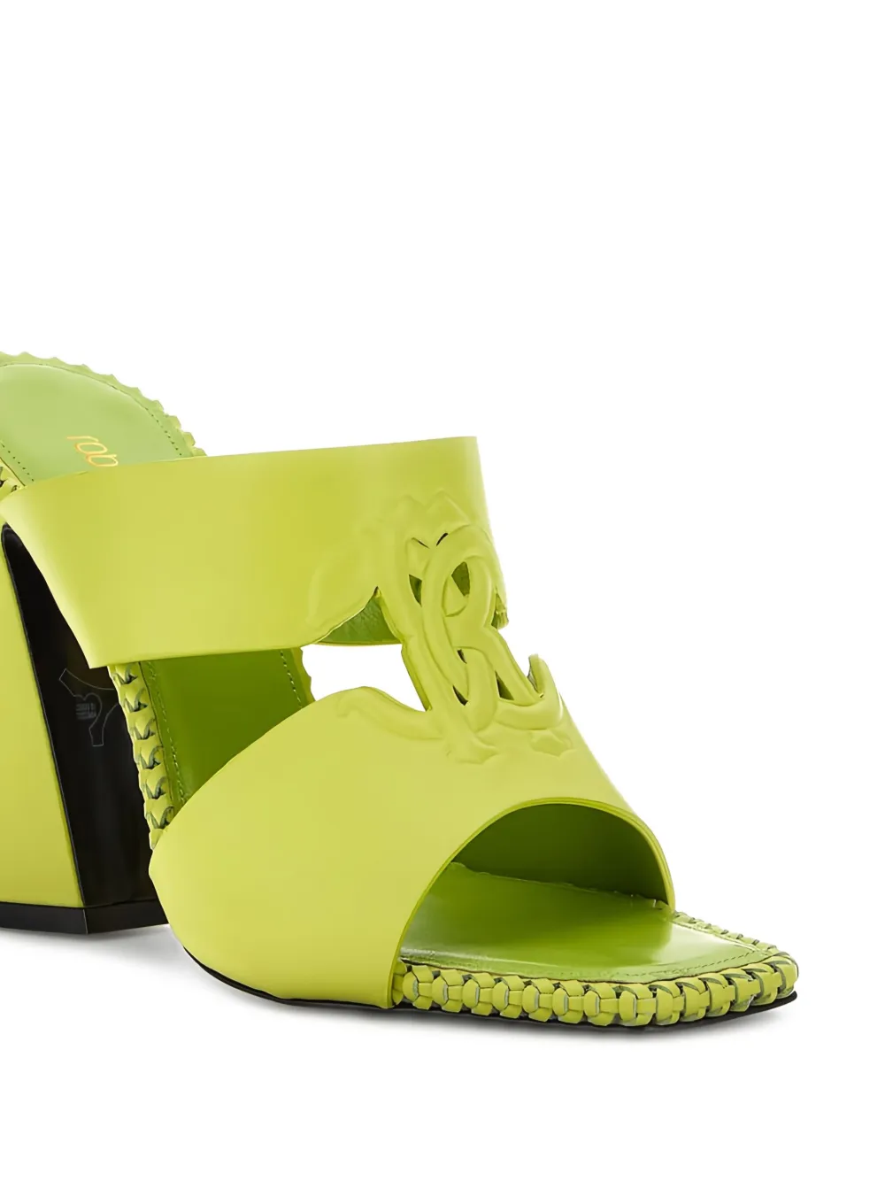 Roberto Cavalli braided-trim block-heel sandals Green