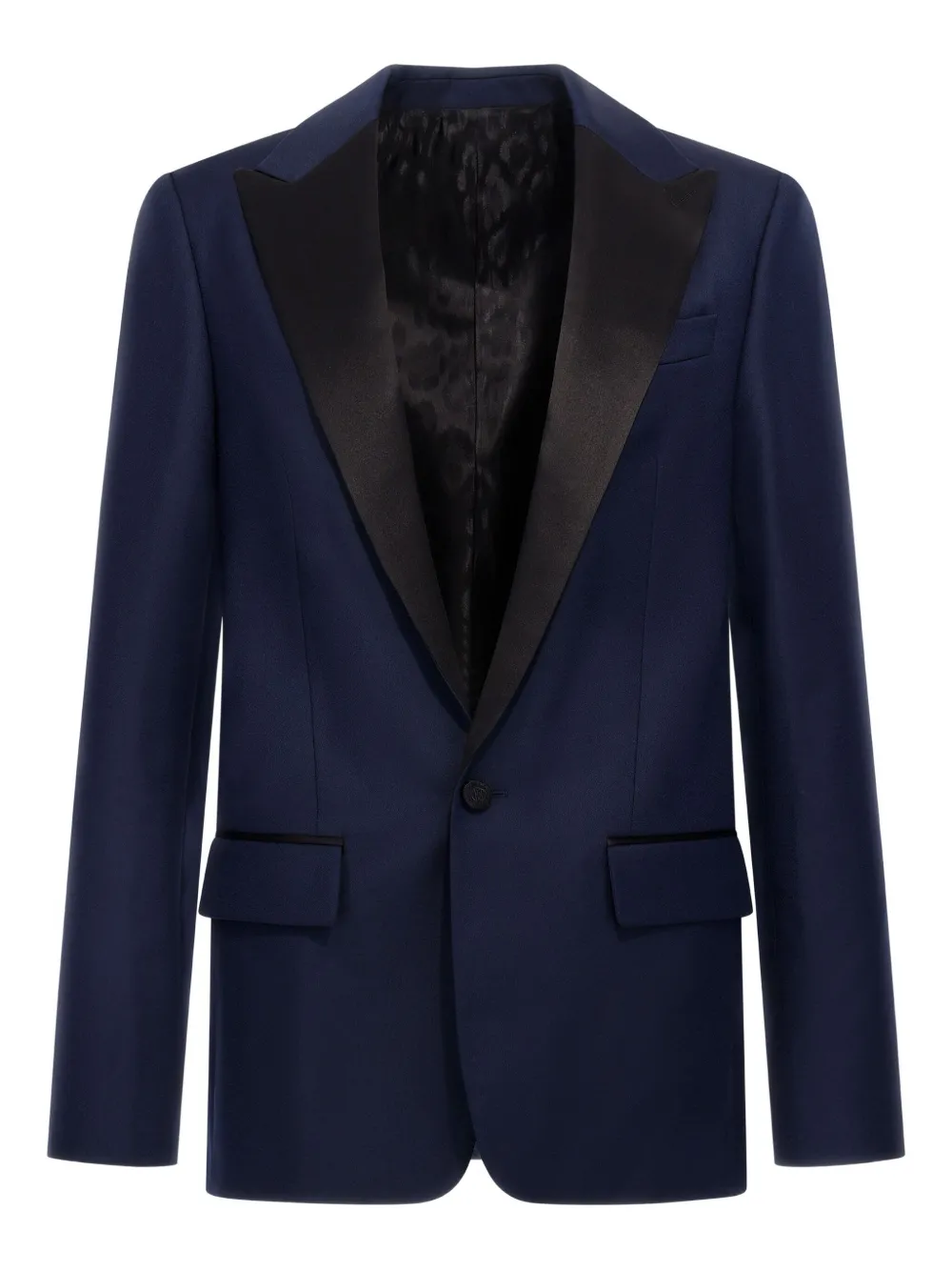 Roberto Cavalli Blazer met satijnen afwerking Blauw