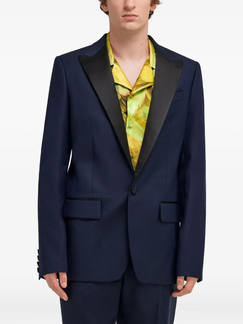 Roberto Cavalli Blazer met satijnen afwerking Blauw