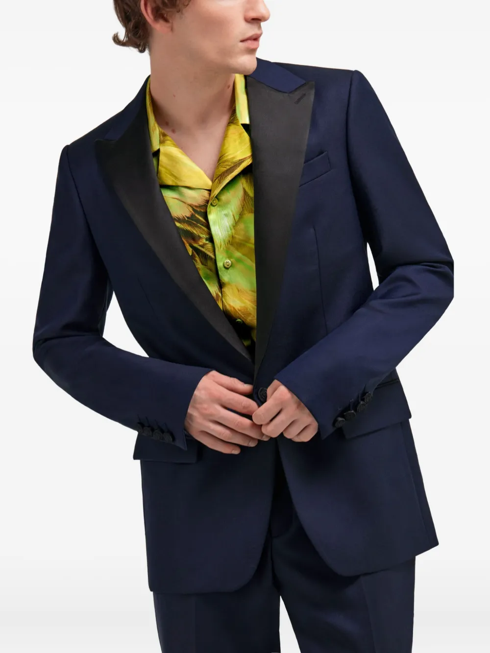 Roberto Cavalli Blazer met satijnen afwerking Blauw