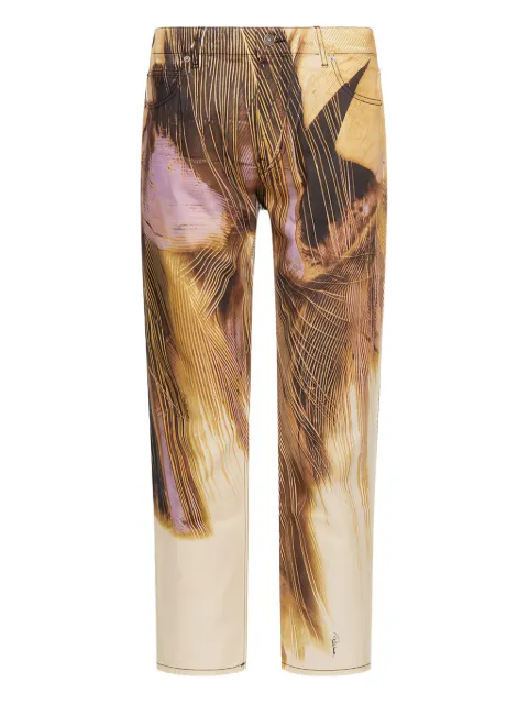 Roberto Cavalli Savage feather-print jeans