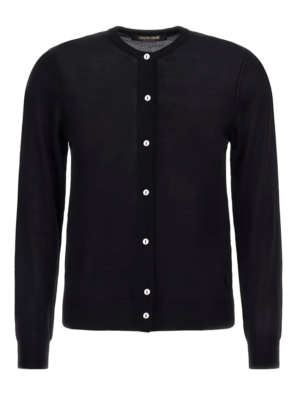 Roberto Cavalli Button-front Wool Cardigan In Black