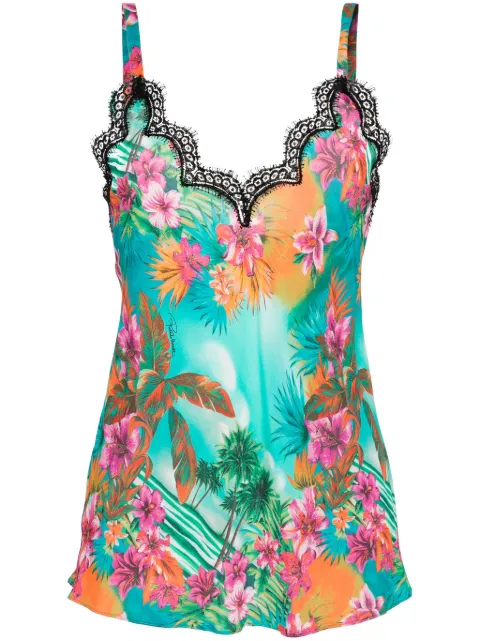 Roberto Cavalli Hawaii-print crepe tank top