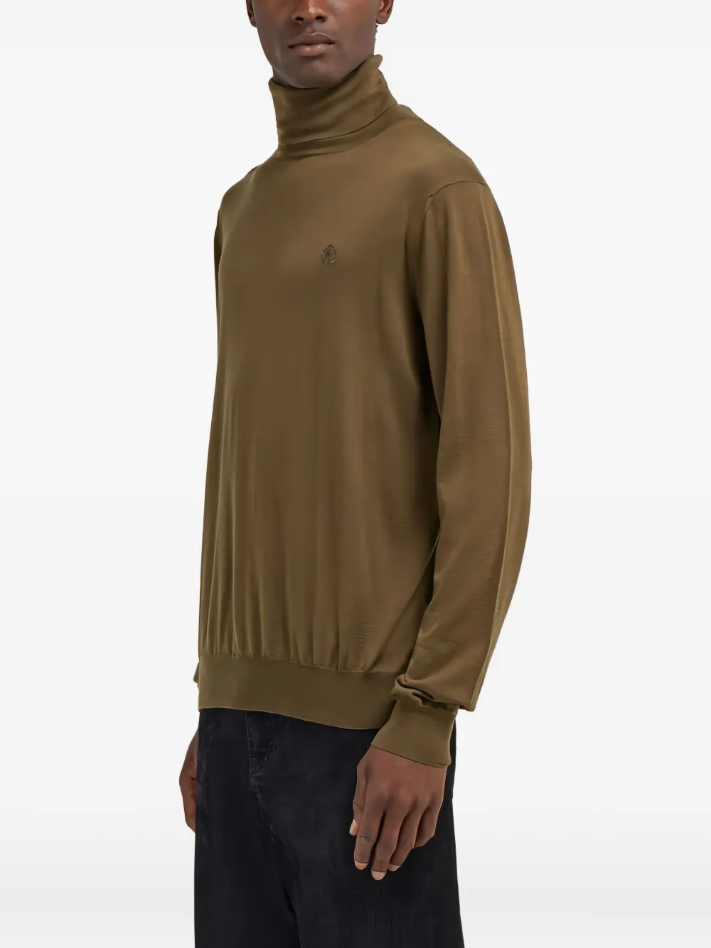 Roberto Cavalli Embroidered Turtleneck Sweater In Brown
