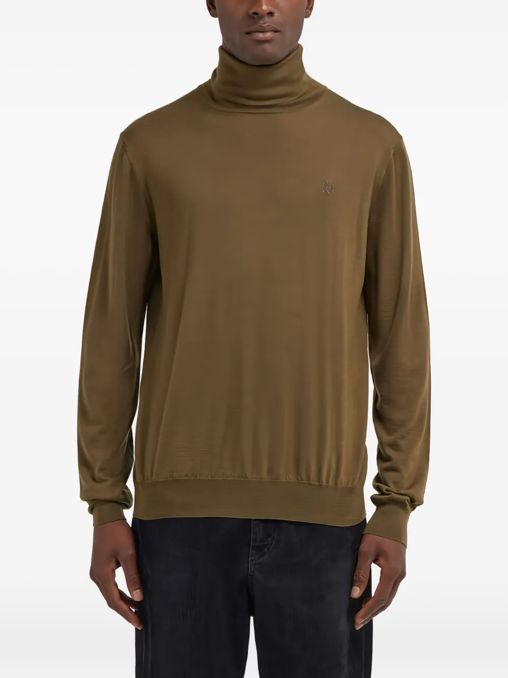 Roberto Cavalli Embroidered Turtleneck Sweater In Brown
