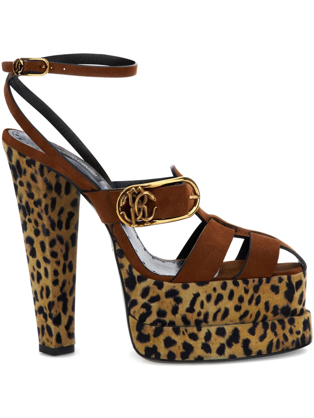 Roberto Cavalli platform buckle-detail sandals Brown