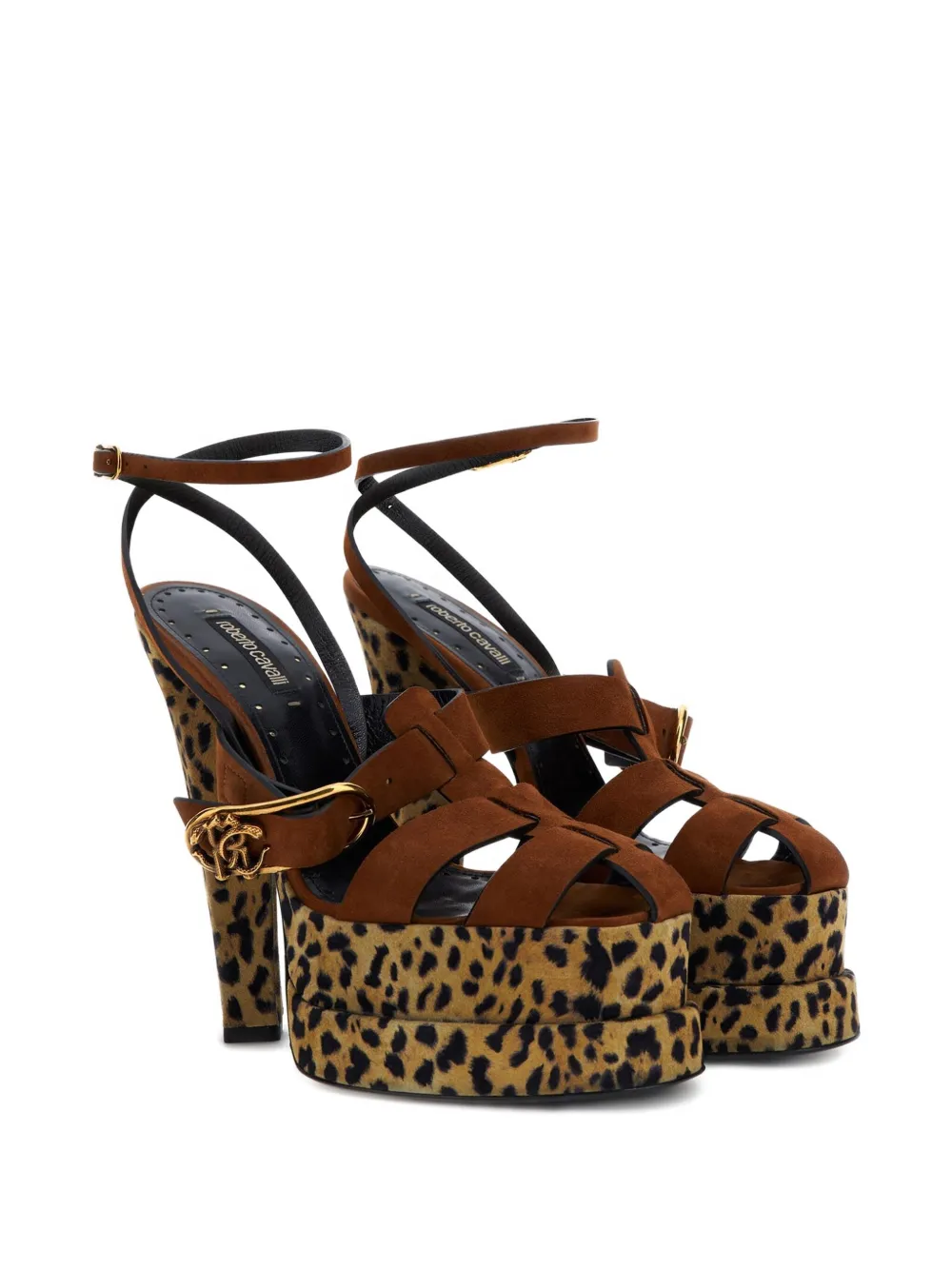 Roberto Cavalli platform buckle-detail sandals Brown