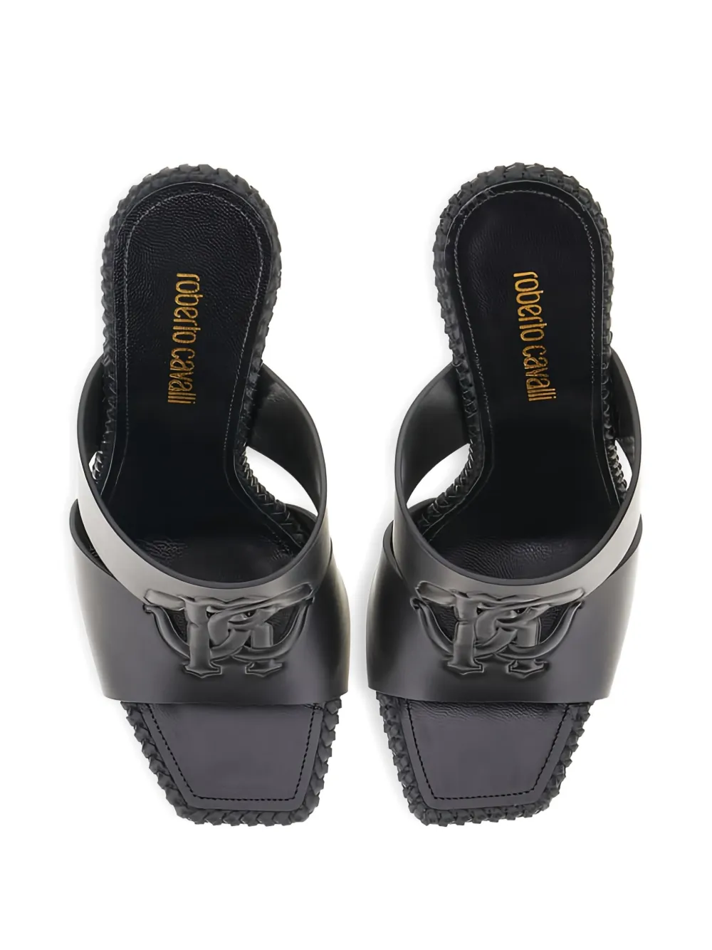Roberto Cavalli logo-embossed sandals Black