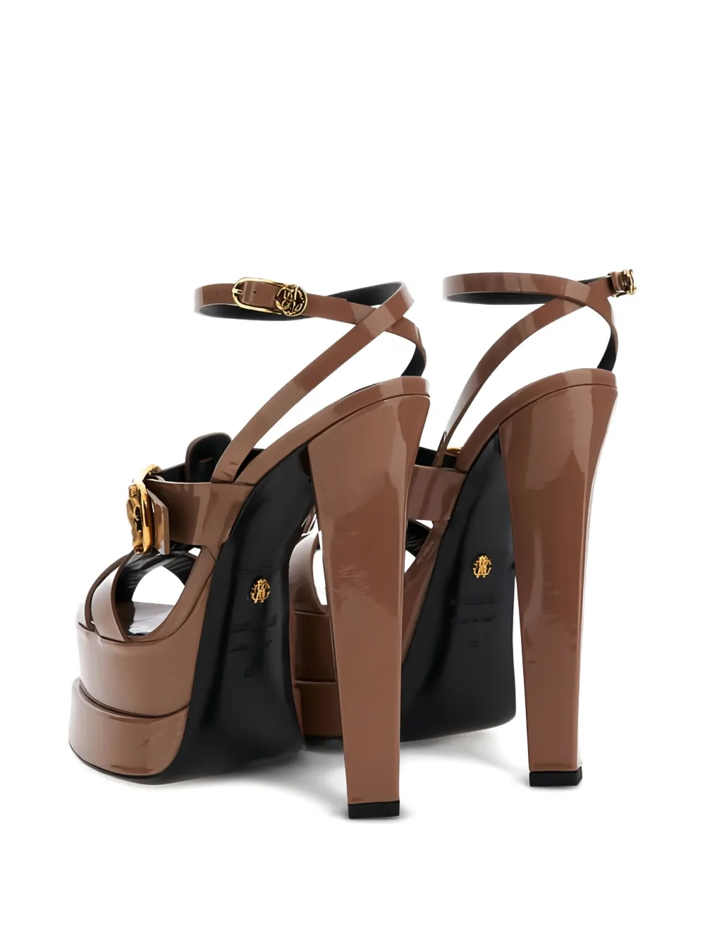 Roberto Cavalli platform buckle sandals Brown