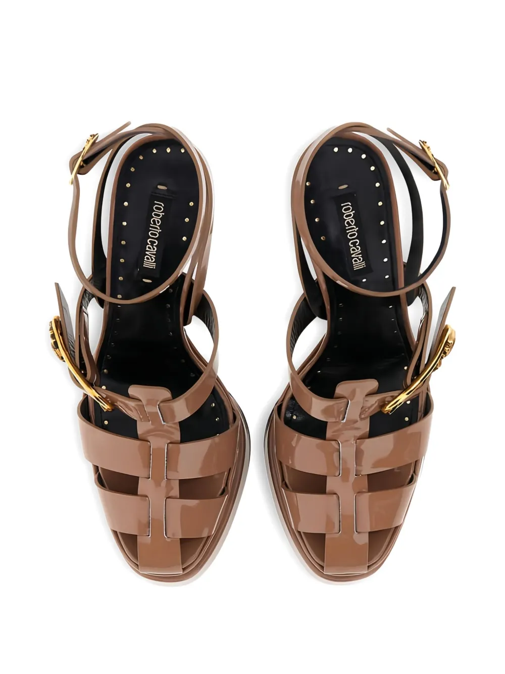 Roberto Cavalli platform buckle sandals Brown