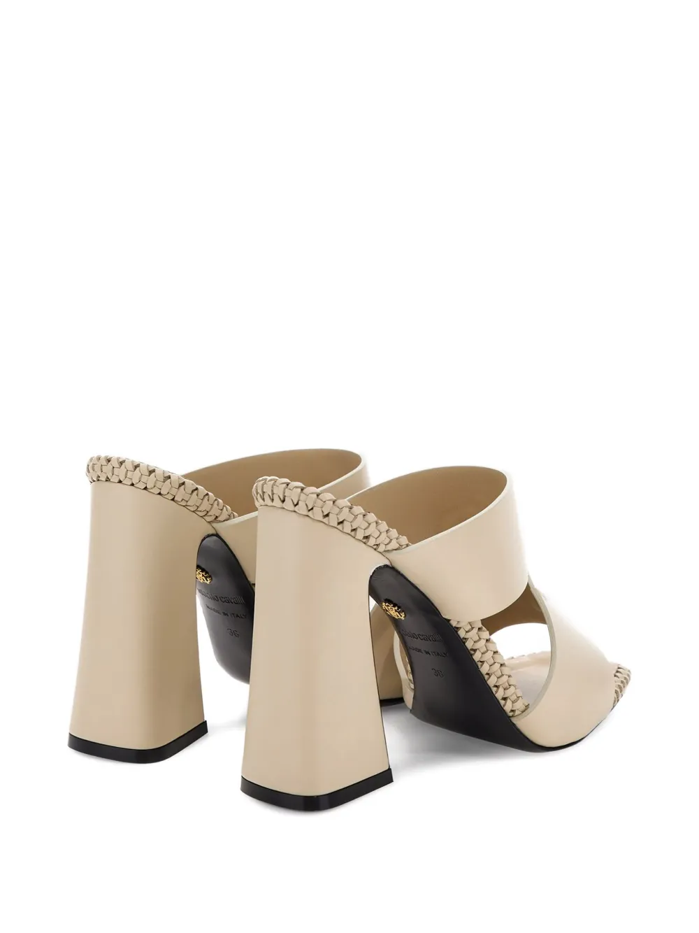 Roberto Cavalli braided-trim block-heel sandals Neutrals
