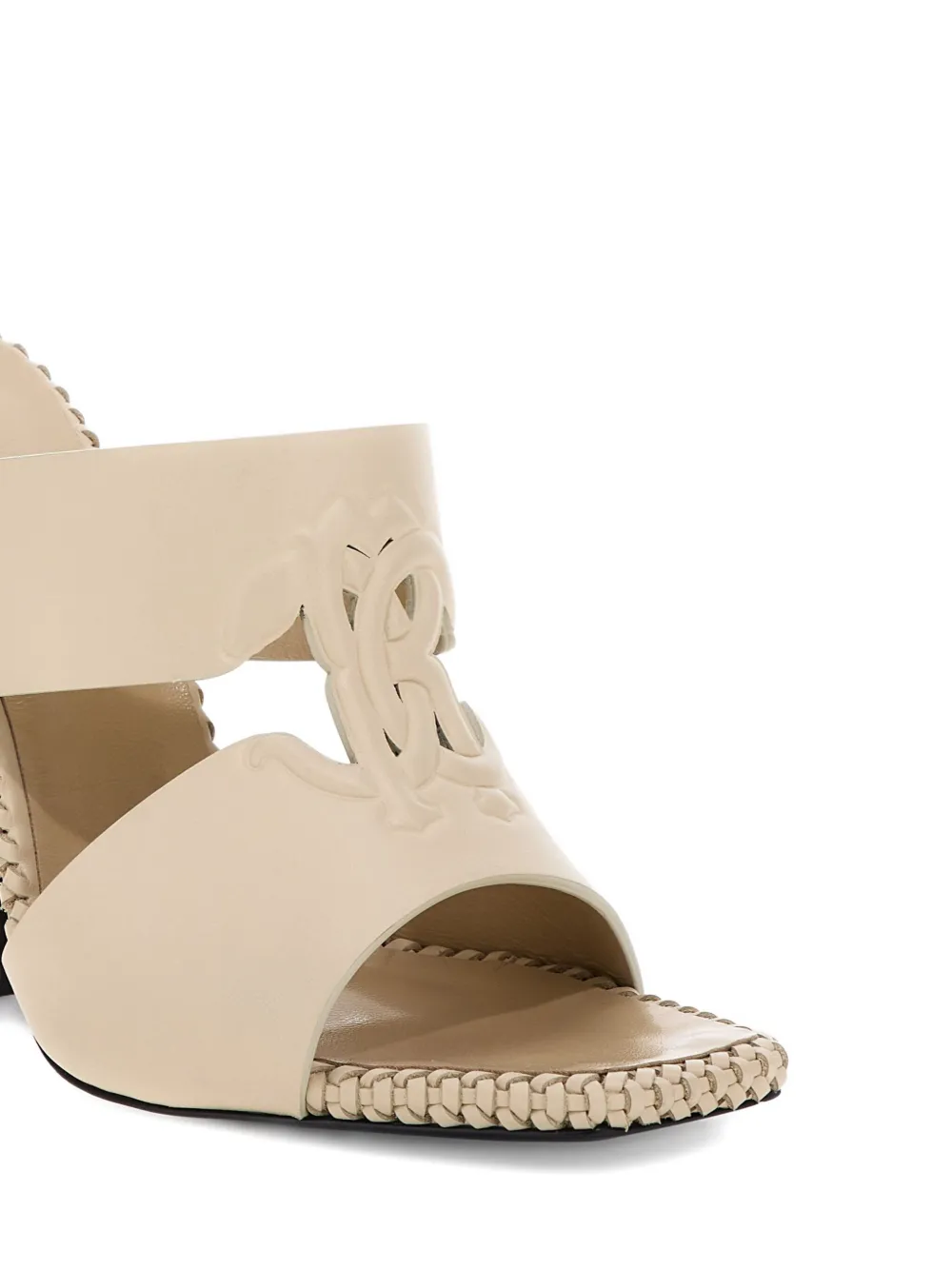 Roberto Cavalli braided-trim block-heel sandals Neutrals