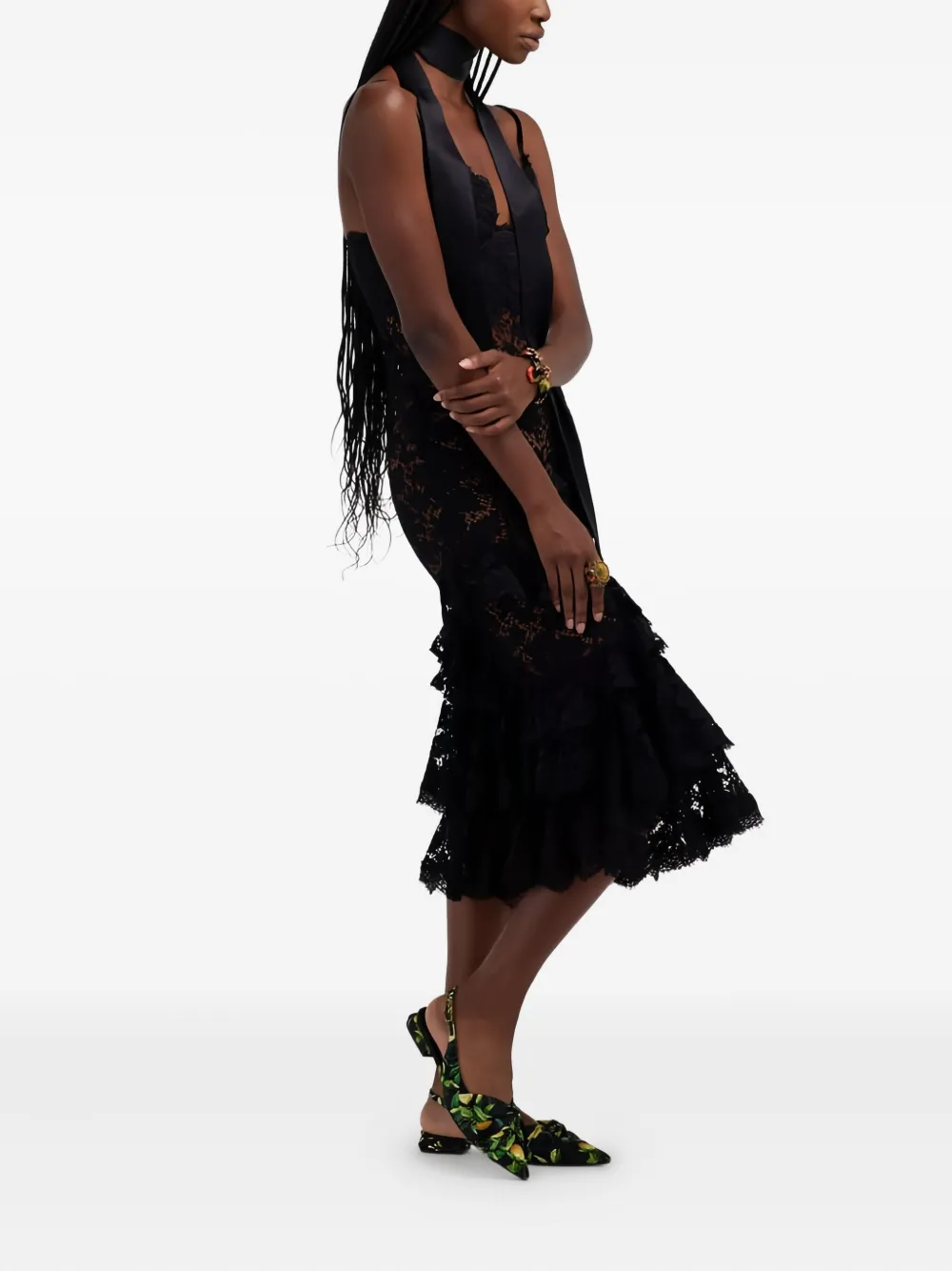 Roberto Cavalli Jurk met kant en ruches Zwart