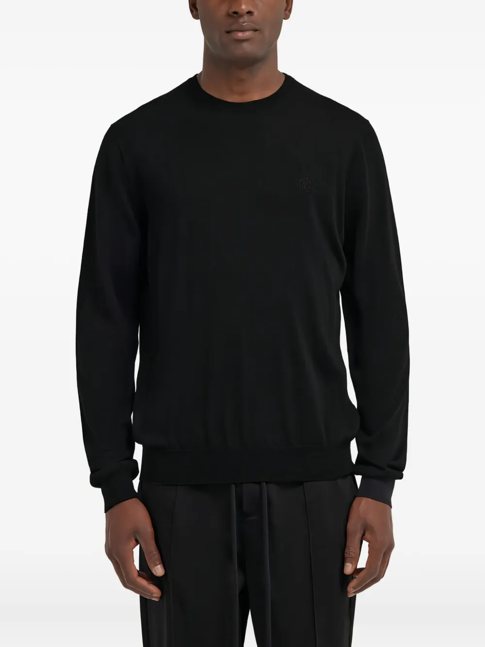 Roberto Cavalli Embroidered Wool Sweater In Black