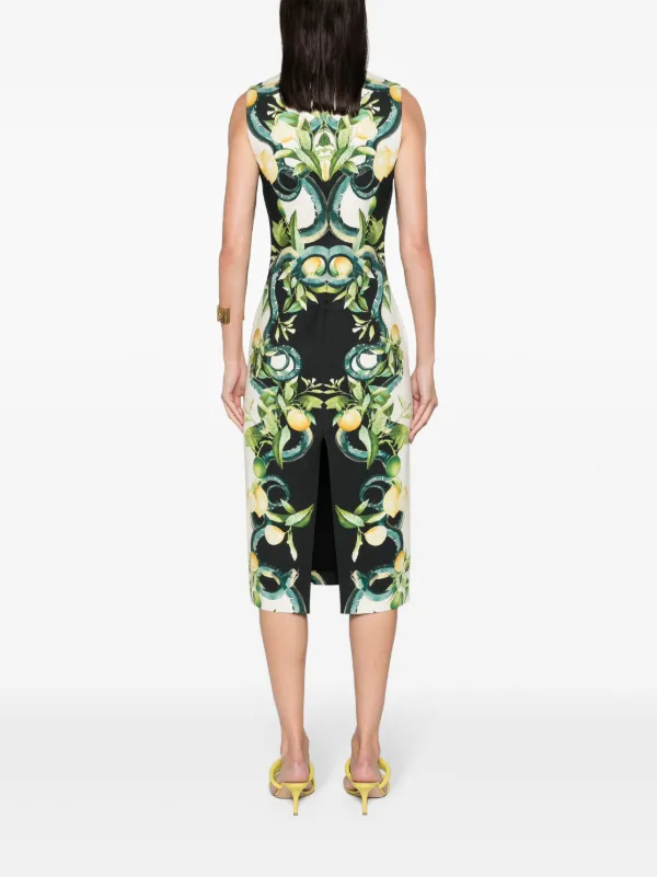Roberto Cavalli lemon-print Crepe Midi Dress | Black | FARFETCH