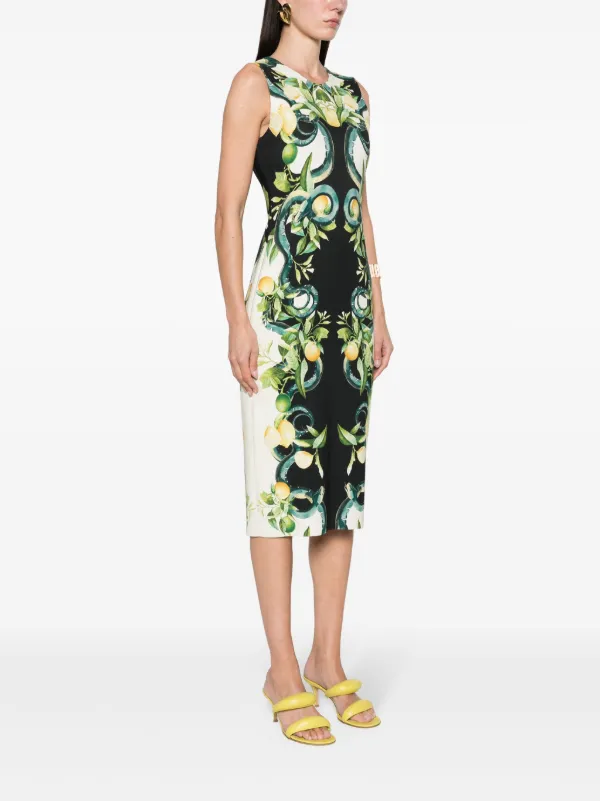 Roberto Cavalli lemon print Crepe Midi Dress Black FARFETCH IE