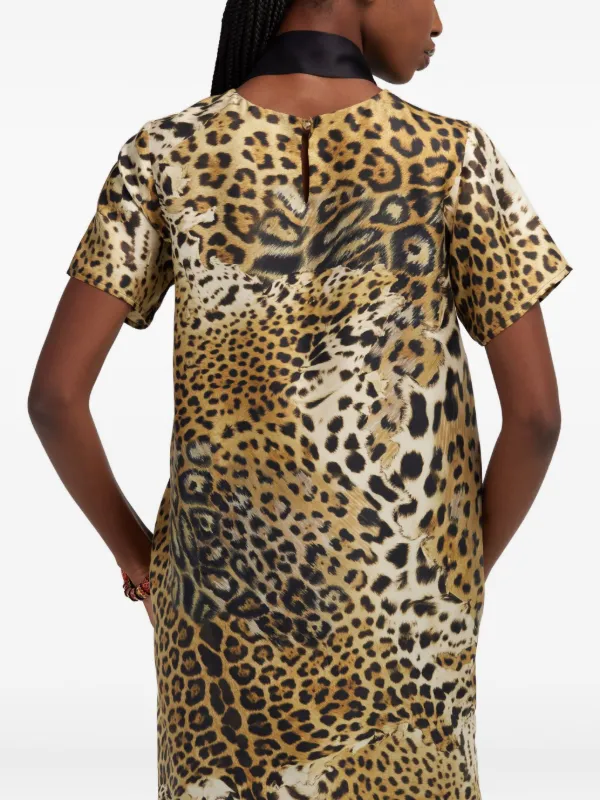 【一度着用美品♪】ロベルトカヴァリ　ミニドレス　レオパード柄 Roberto Cavalli レオパード ミニドレス | ブラック | FARFETCH JP